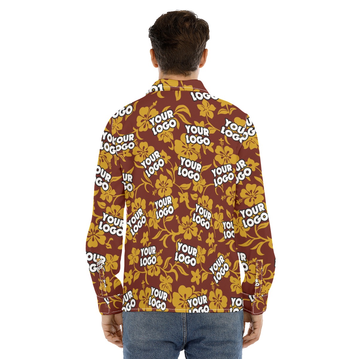 Custom Logo Company Team Long Sleeve Hawaiian Shirt For Men