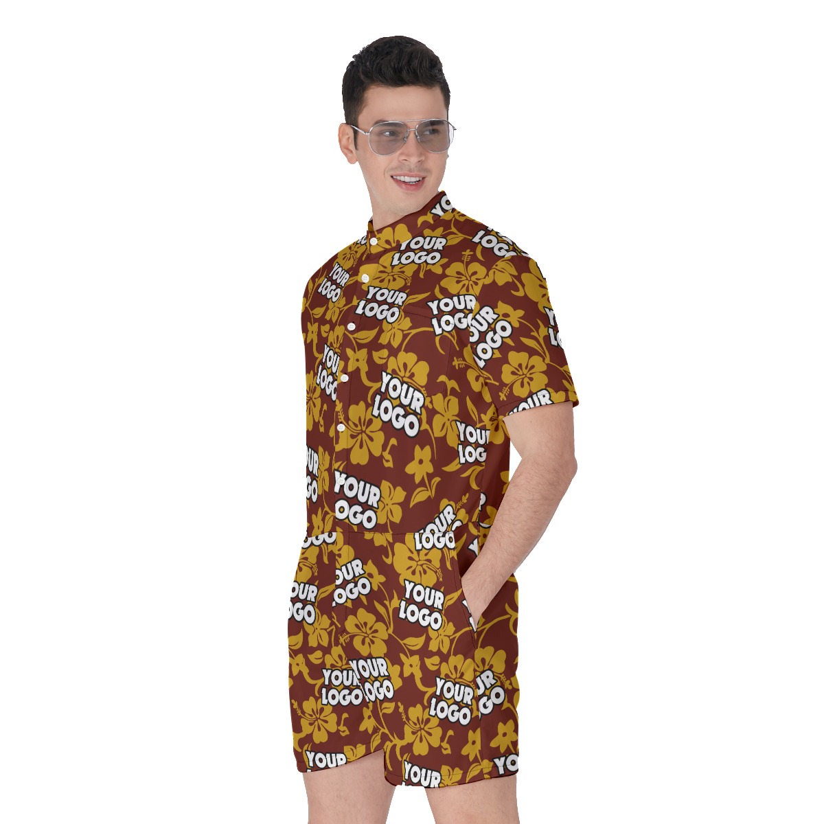Custom Company Team Logo Hawaiian Romper For Men