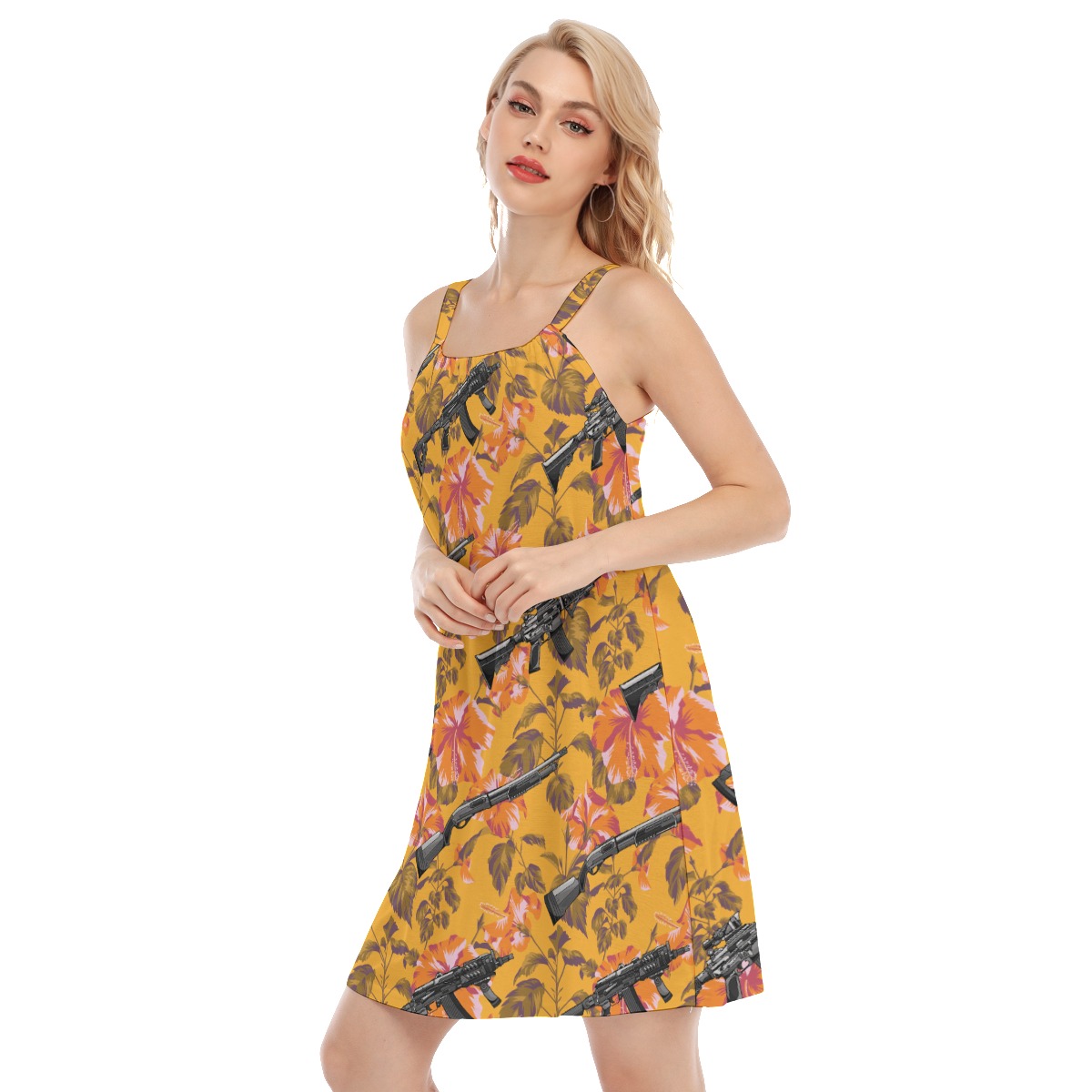 Cool Tactical Gun Floral Aloha Cami Dress For Women