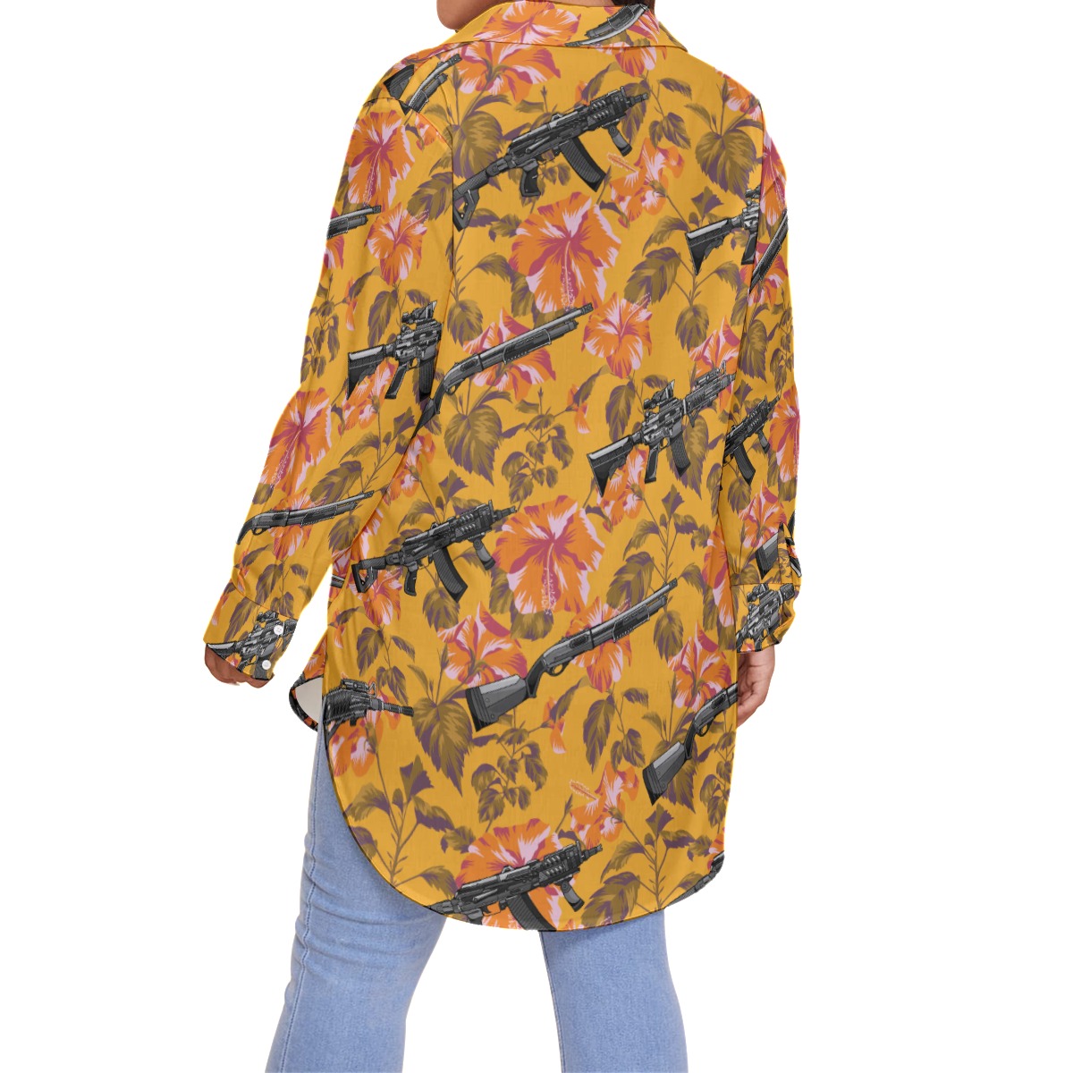 Funny Tactical Hibiscus Hawaiian Plus Size Shirt For Women
