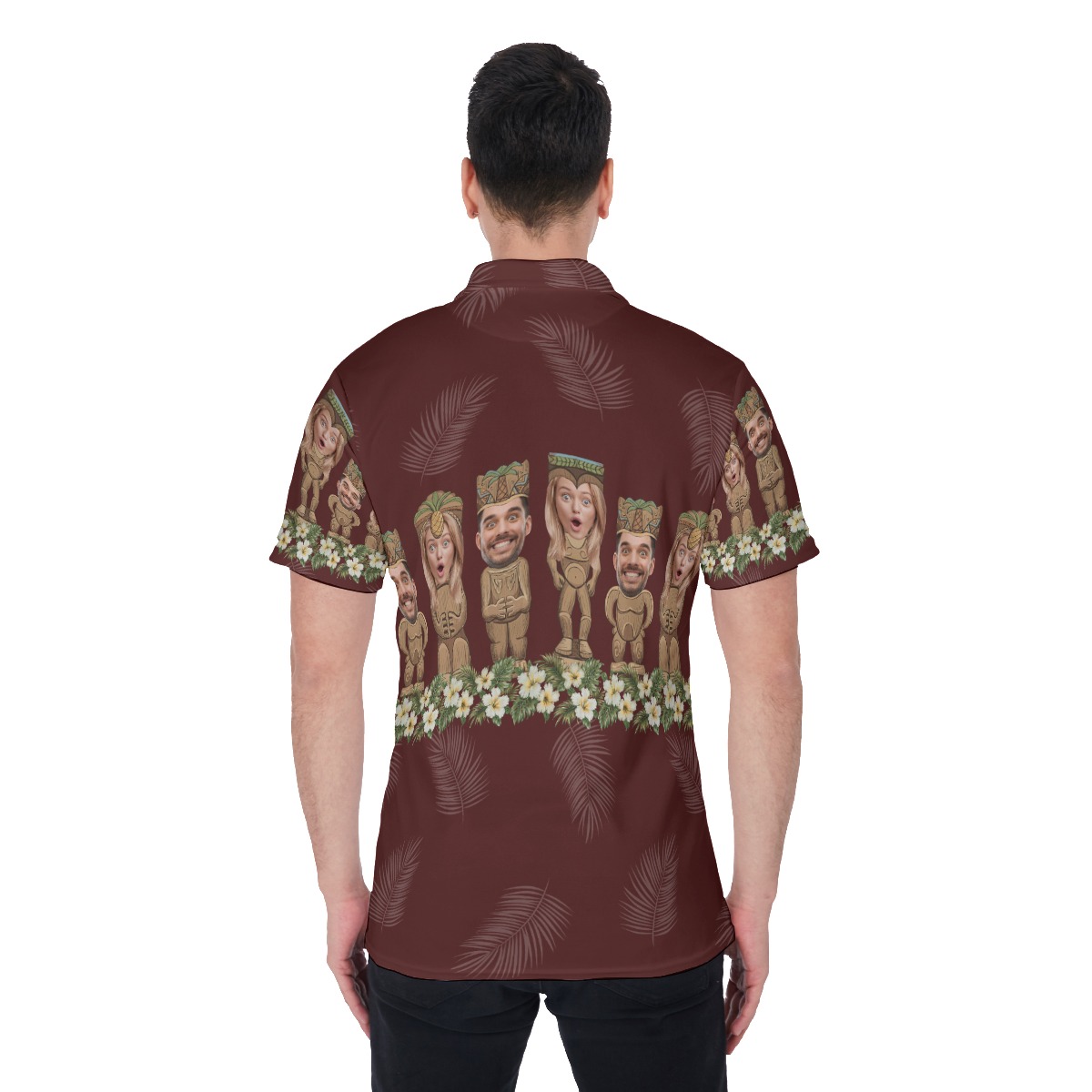 Vintage Red Custom Tiki Face Aloha Polo Shirt For Men