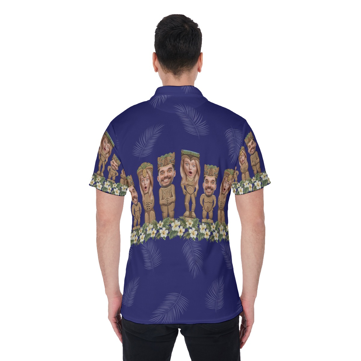 Custom Tiki Face Funny Hawaiian Polo Shirt For Men