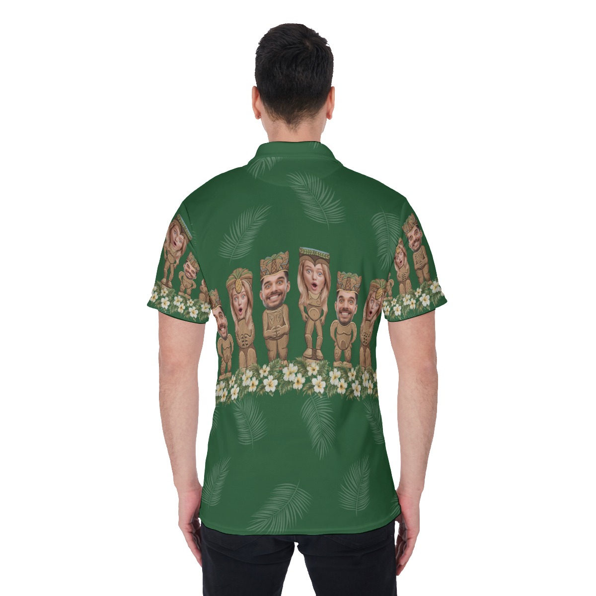 Funny Custom Tiki Face Hawaiian Collared Shirt For Men