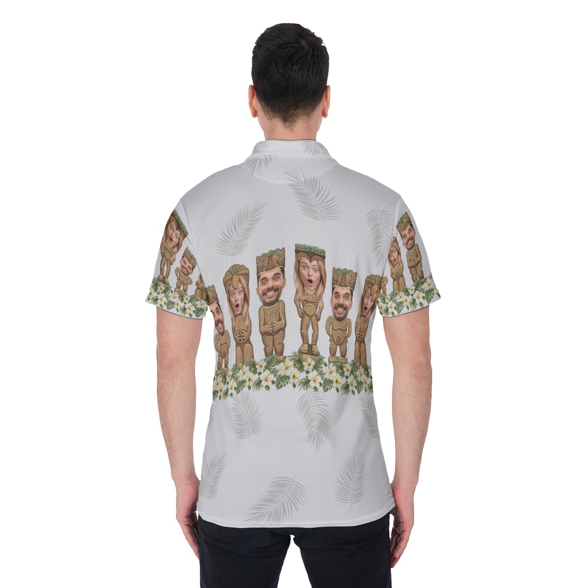 Funny Custom Tiki Face Aloha Polo Shirt For Men