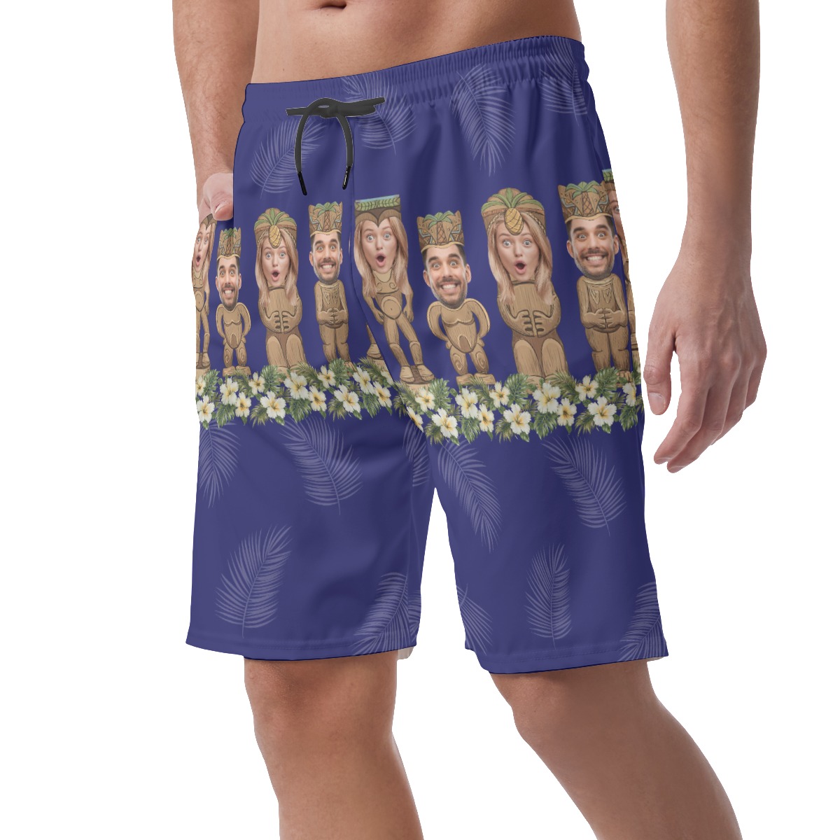 Funny Customize Tiki Face Hawaiian Shorts For Men