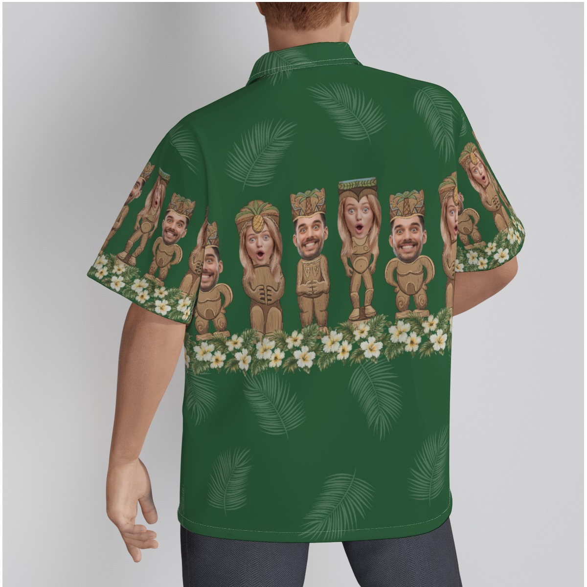 Unique Green Custom Face Tiki Hawaiian Shirts