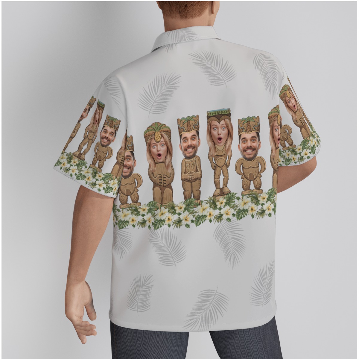 Custom Face Tiki White Aloha Shirt For Men
