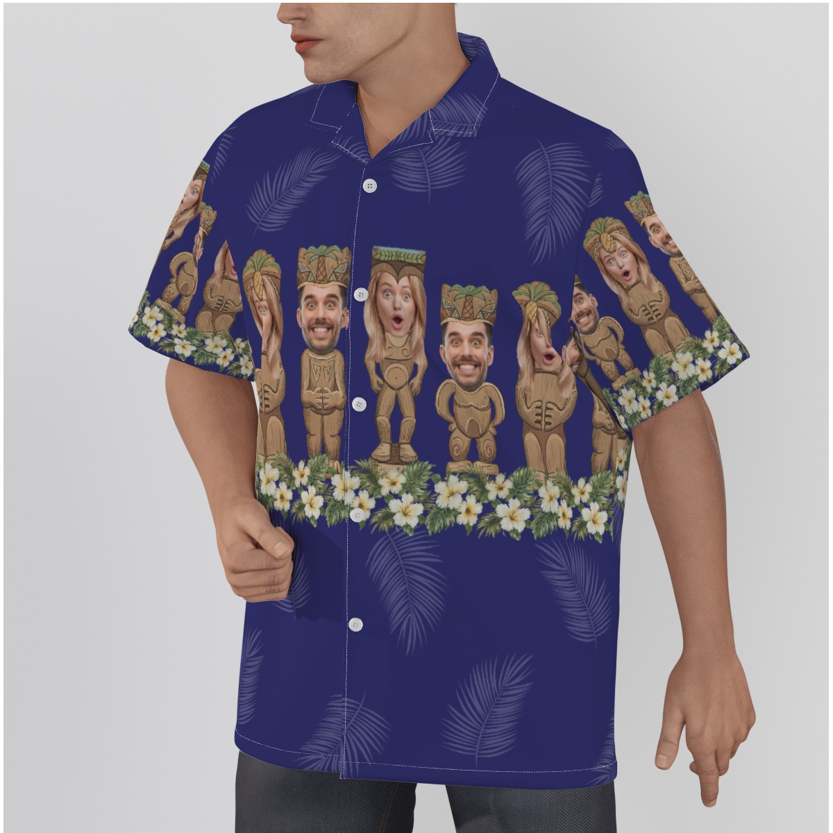 Funny Tiki Custom Face Vintage Hawaiian Shirt For Men