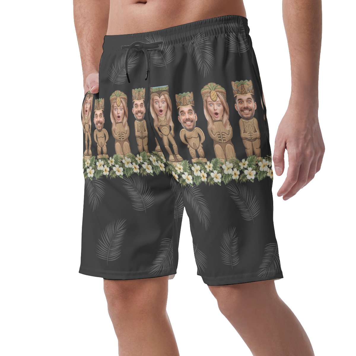 Personalized Faces On Tiki Hawaiian Men's Shorts