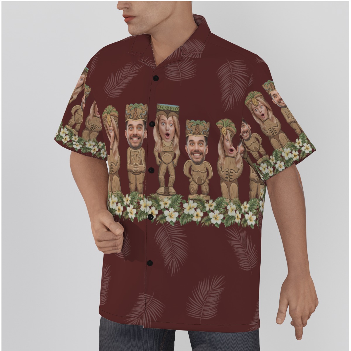 Custom Tiki Face Red Hawaiian Shirt For Men