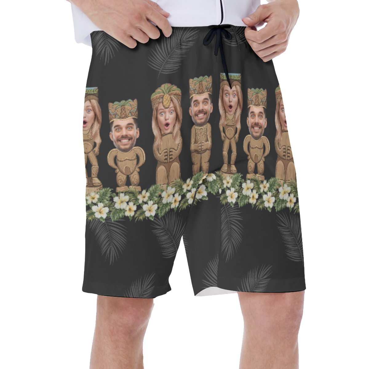 Custom Your Face On Tiki Aloha Swim Trunks For Men