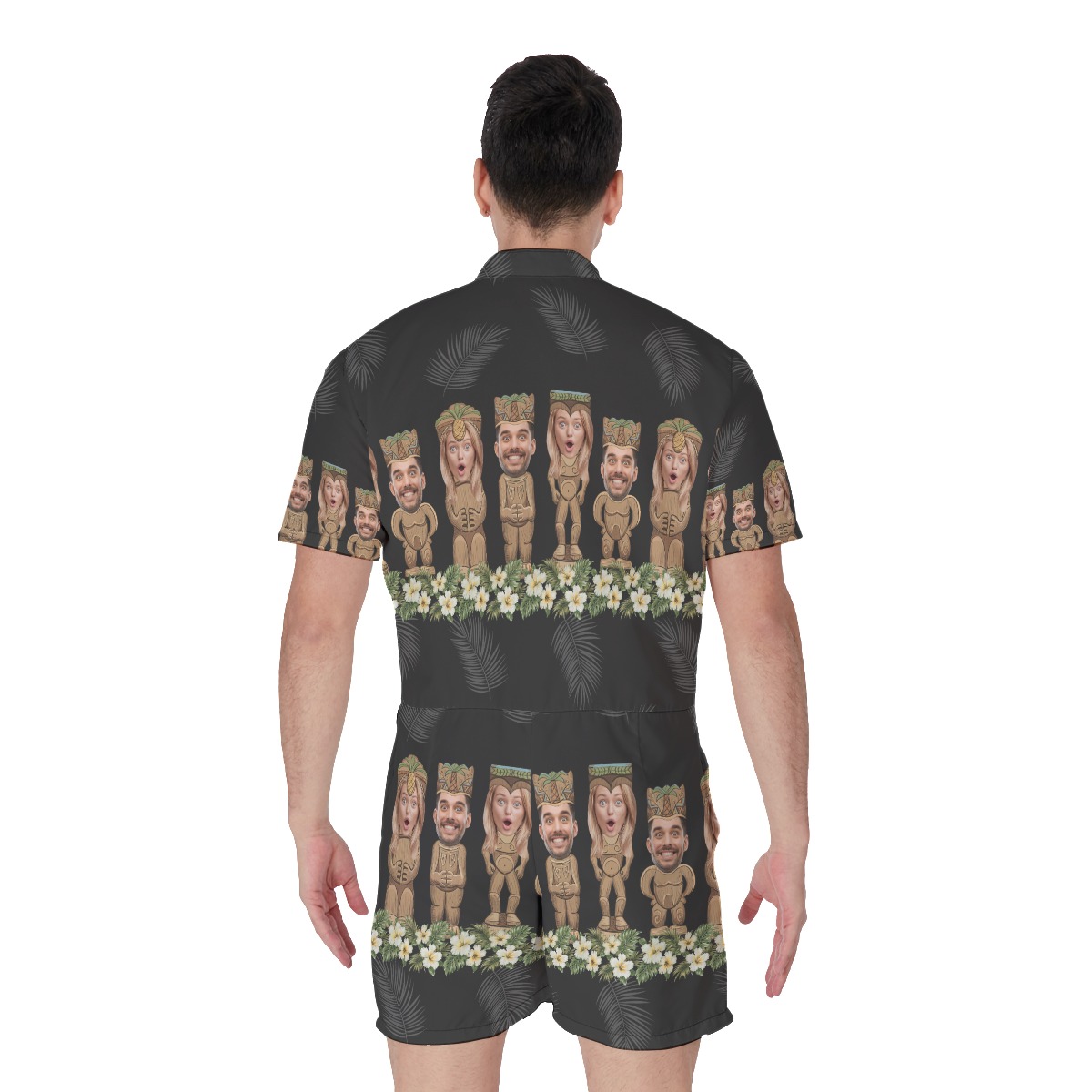 Custom Tiki Face Hawaiian Romper For Men