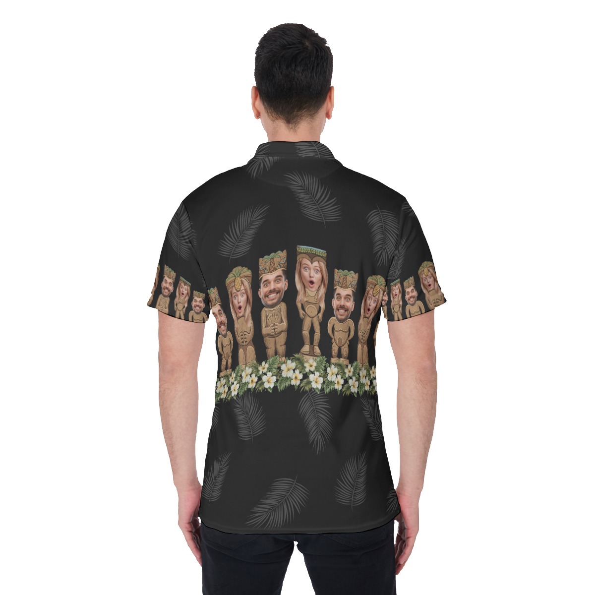 Funny Custom Tiki Face Hawaiian Polo Shirt