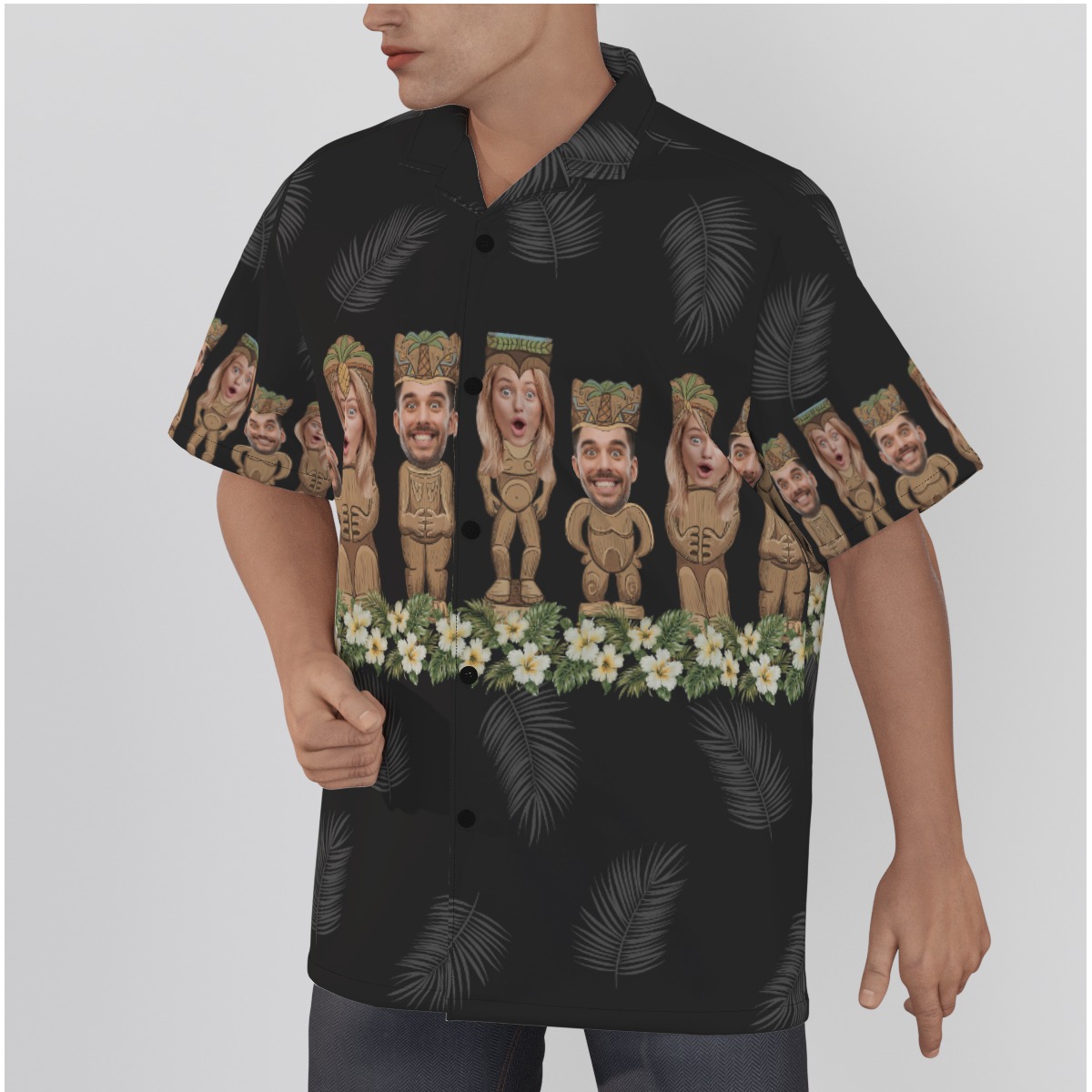 Funny Custom Face Tiki Aloha Shirt For Men