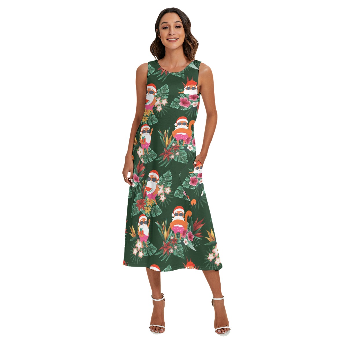 Santa Tropical Christmas Dress For Women Long Dress