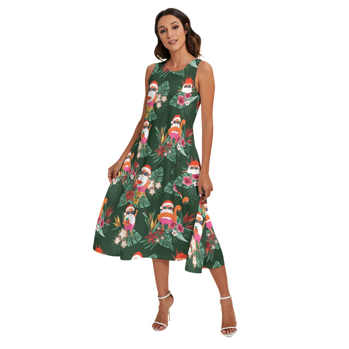 Santa Tropical Christmas Dress For Women Long Dress