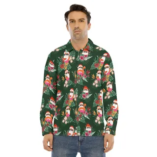 Funny Santa Christmas Long Sleeve Hawaiian Shirt For Men