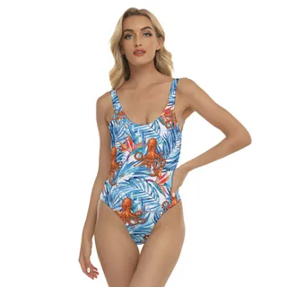 Tropical Octopus Blue Hawaiian Swimsuit For Summer