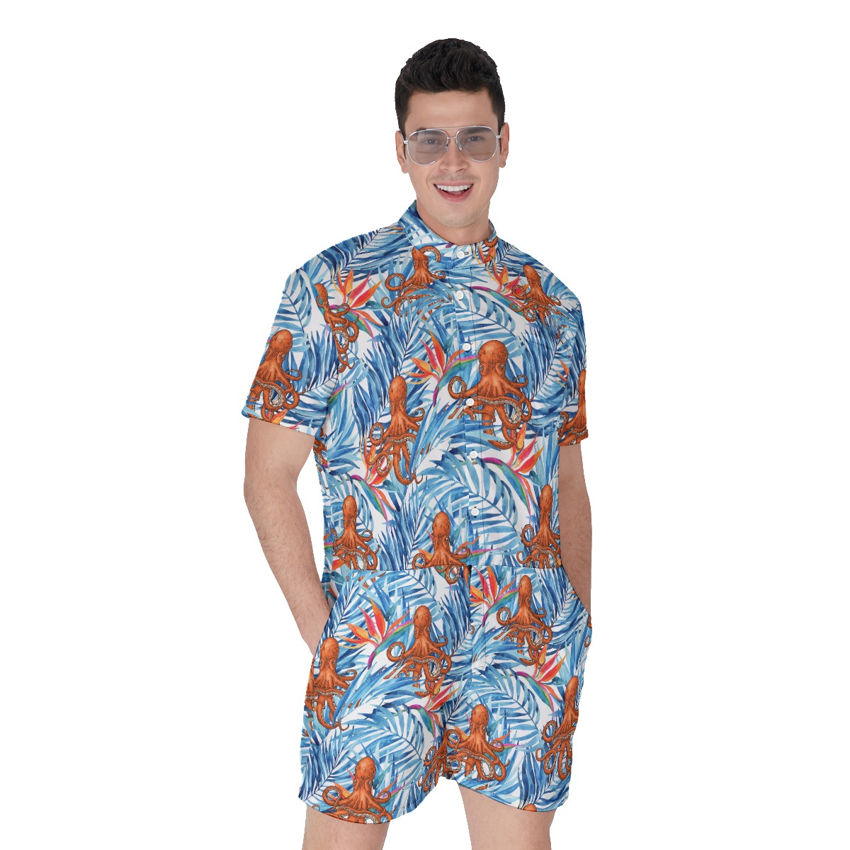 Men's Tropical Octopus Hawaiian Romper - variant image 1