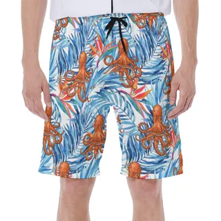 Blue Tropical Octopus Hawaiian Swimwear For Men