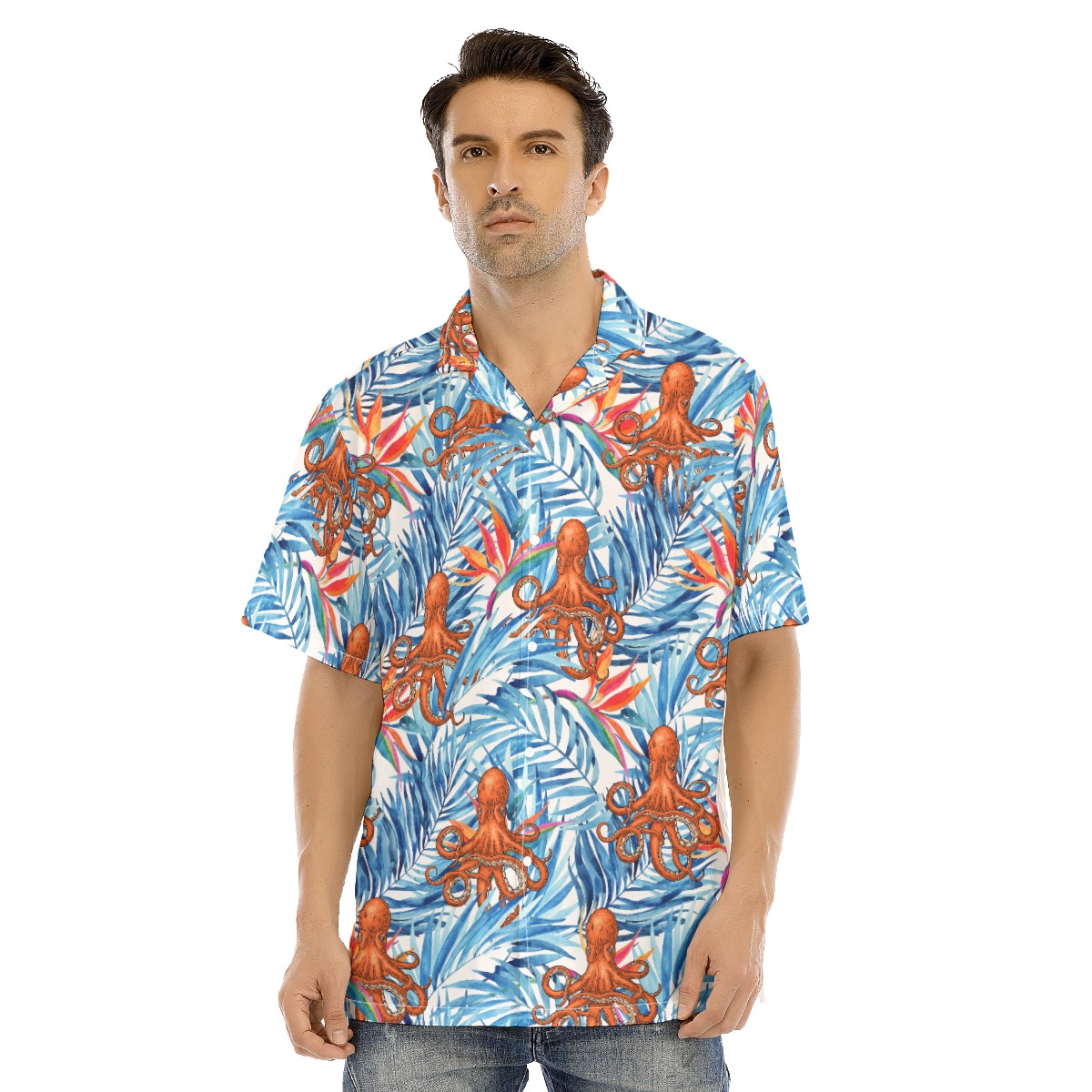 Octopus Tropical Blue Hawaiian Shirt - variant image 1