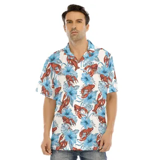 Tropical Lobster Blue Hawaiian Shirt