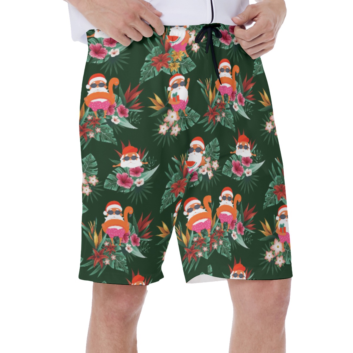 Cute Santa Claus Christmas Hawaiian Swim Trunks For Men