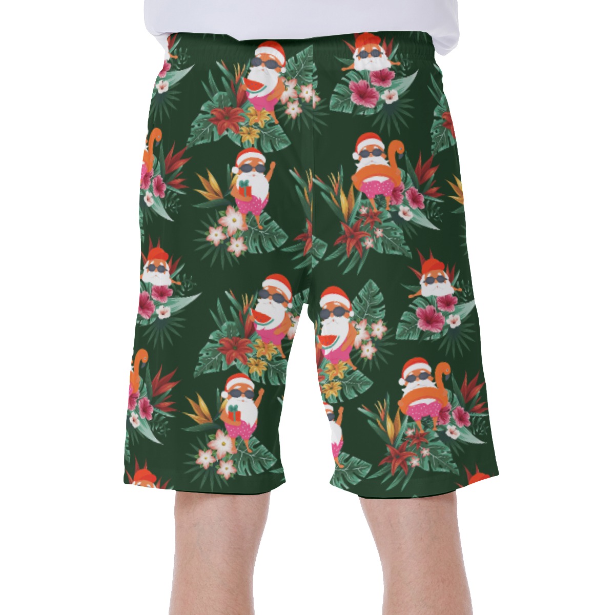 Cute Santa Claus Christmas Hawaiian Swim Trunks For Men