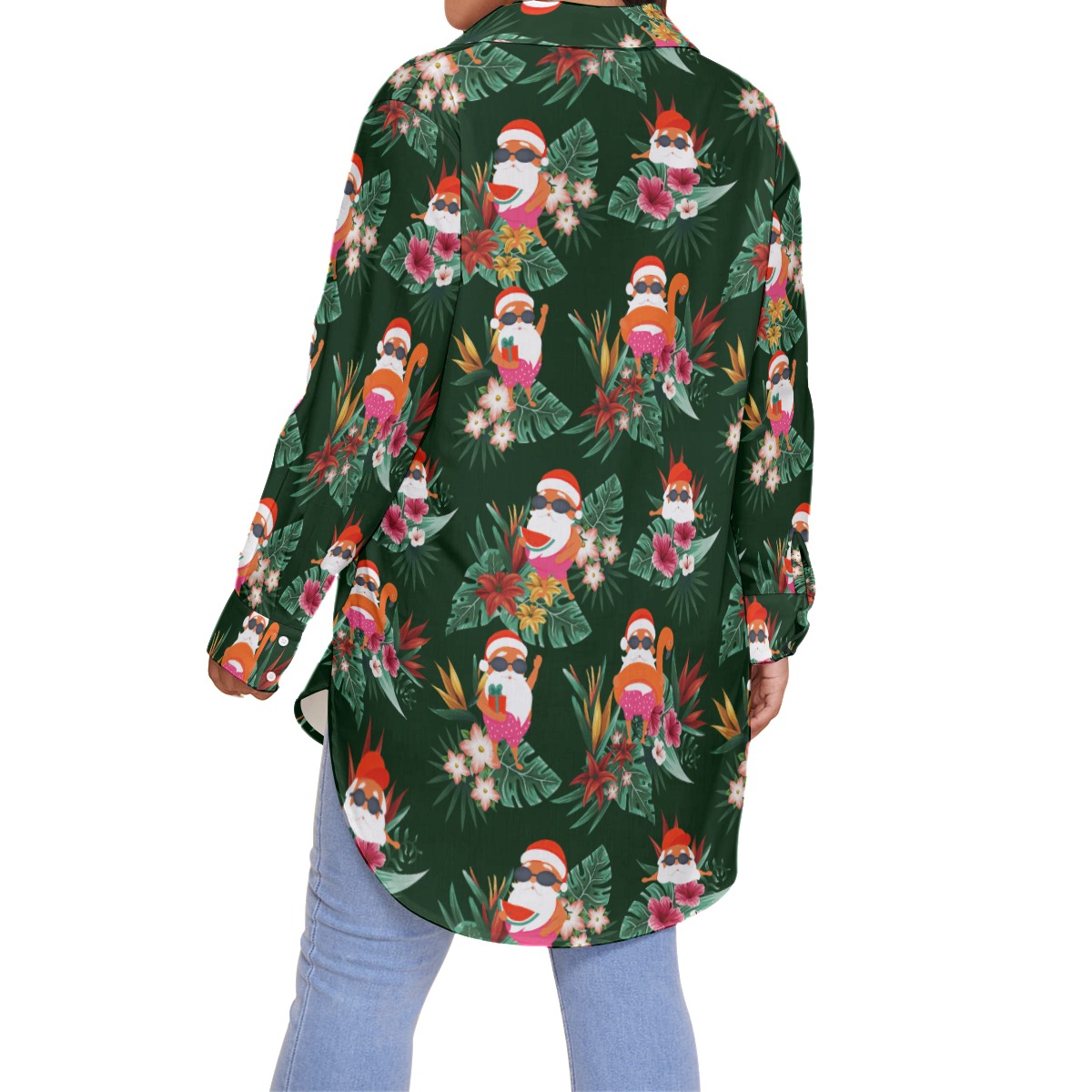 Funny Santa Claus Plus Size Women's Christmas Hawaiian Shirt