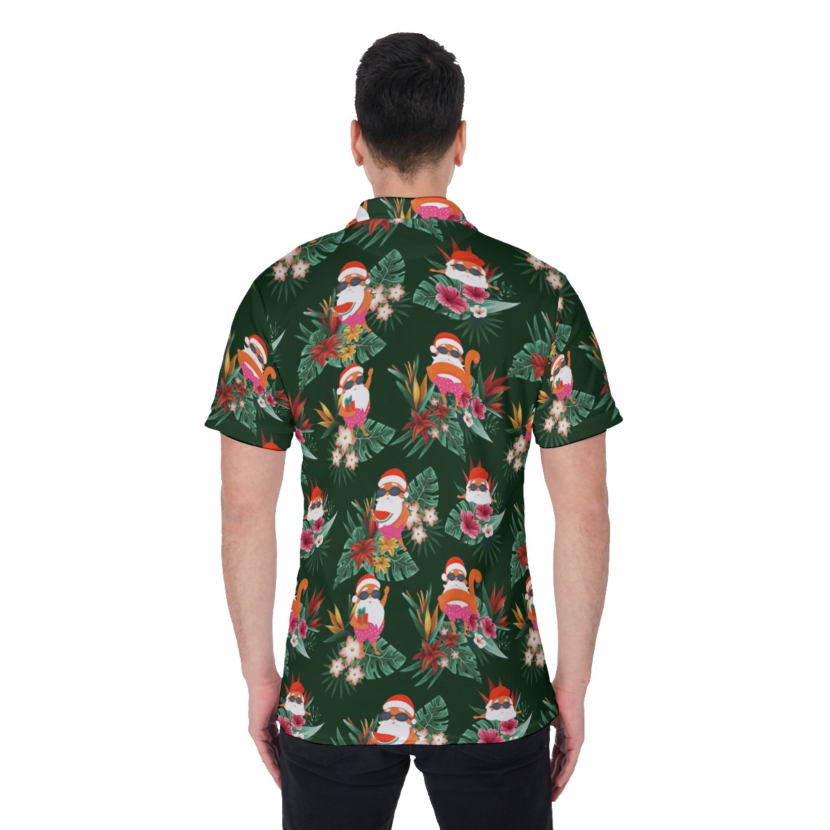 Funny Santa Claus Tropical Christmas Polo Shirt For Men