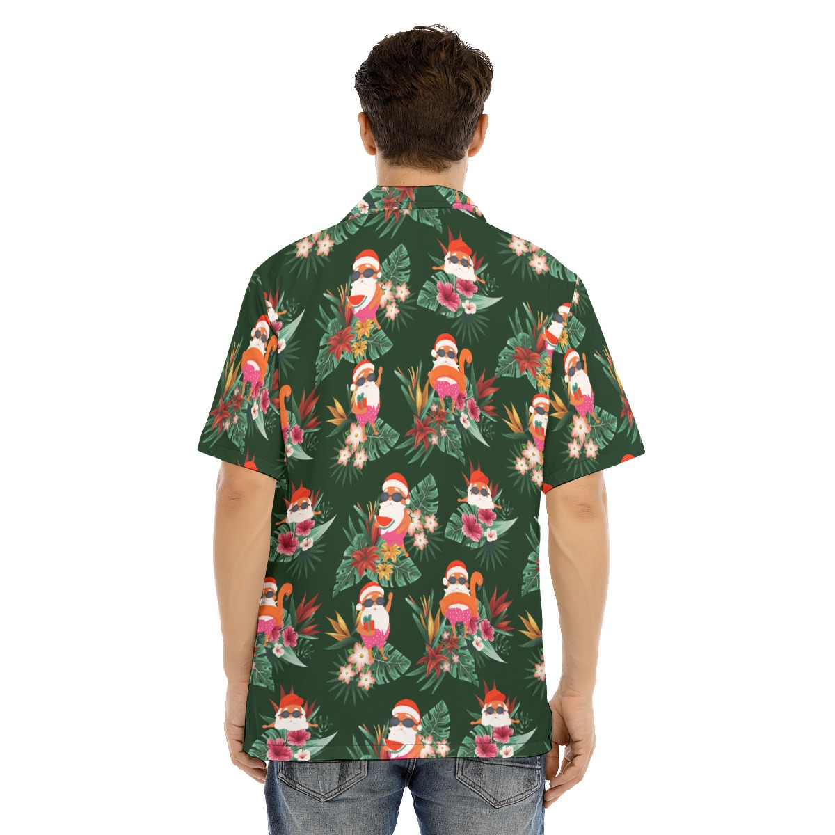Santa Tropical Button Up Christmas Shirt