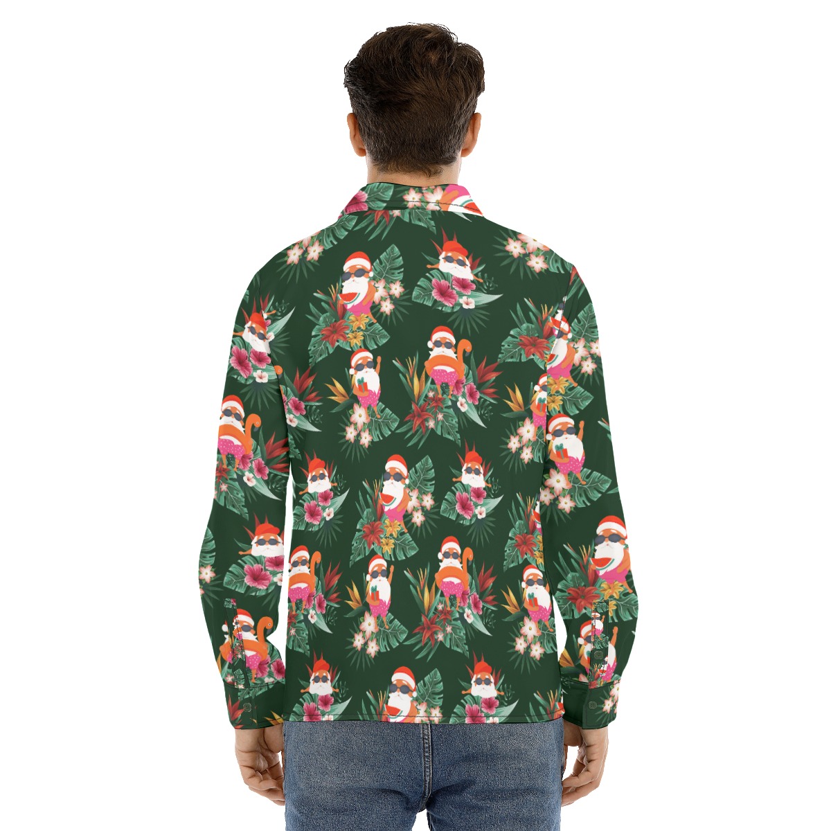 Funny Santa Christmas Long Sleeve Hawaiian Shirt For Men