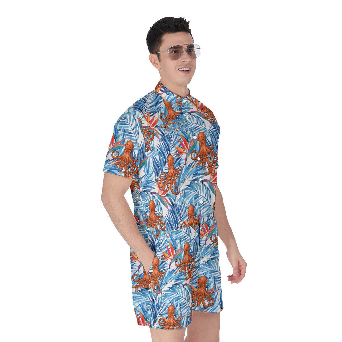Men's Tropical Octopus Hawaiian Romper