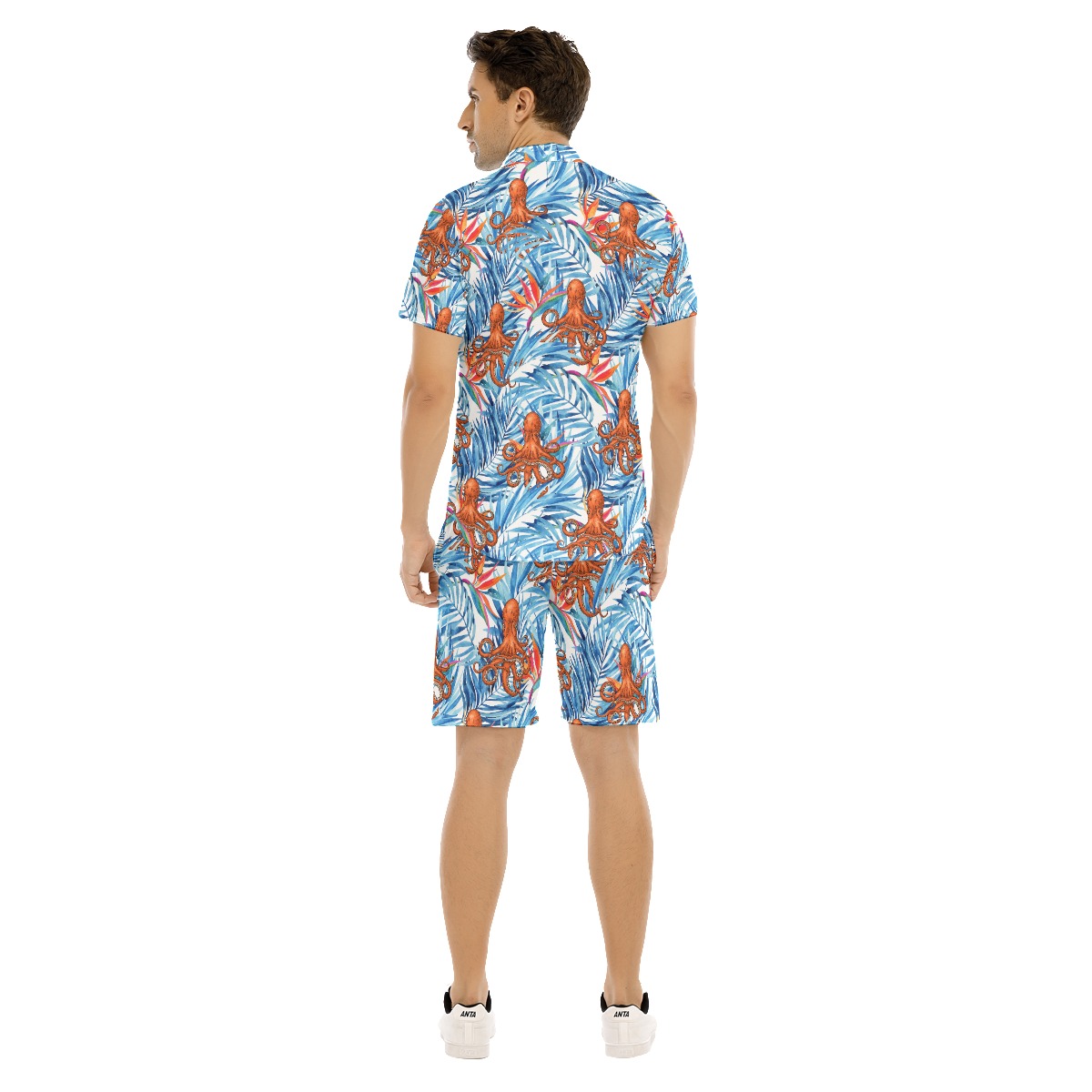 Cool Octopus Tropical Blue Hawaiian Shirt And Matching Shorts For Men