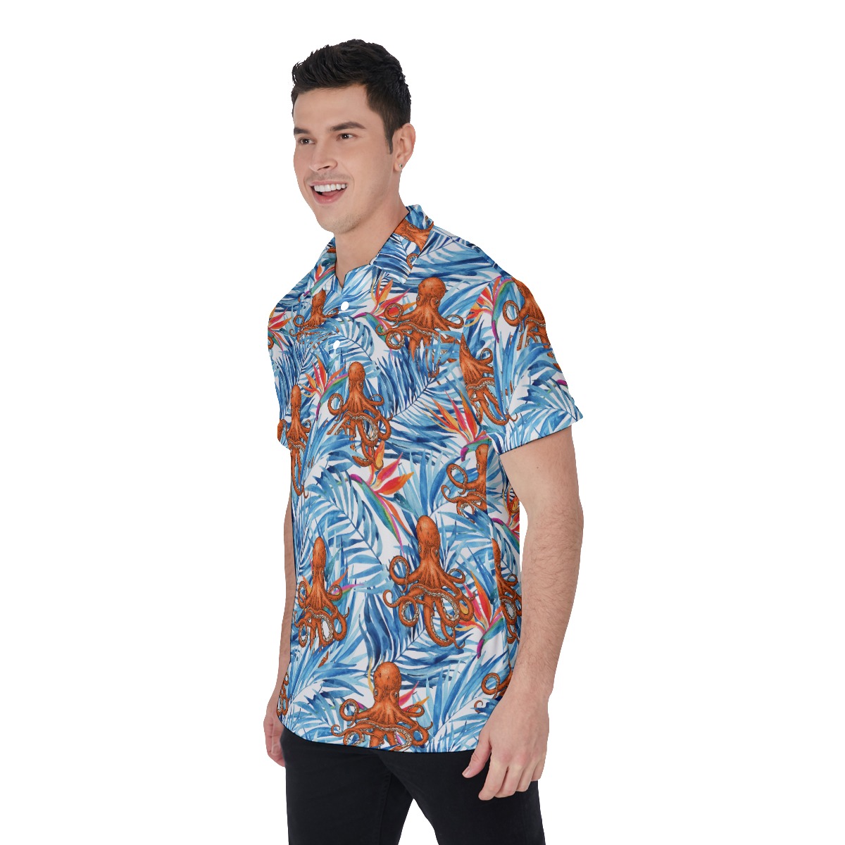 Tropical Octopus Blue Hawaiian Men's Polo Shirt