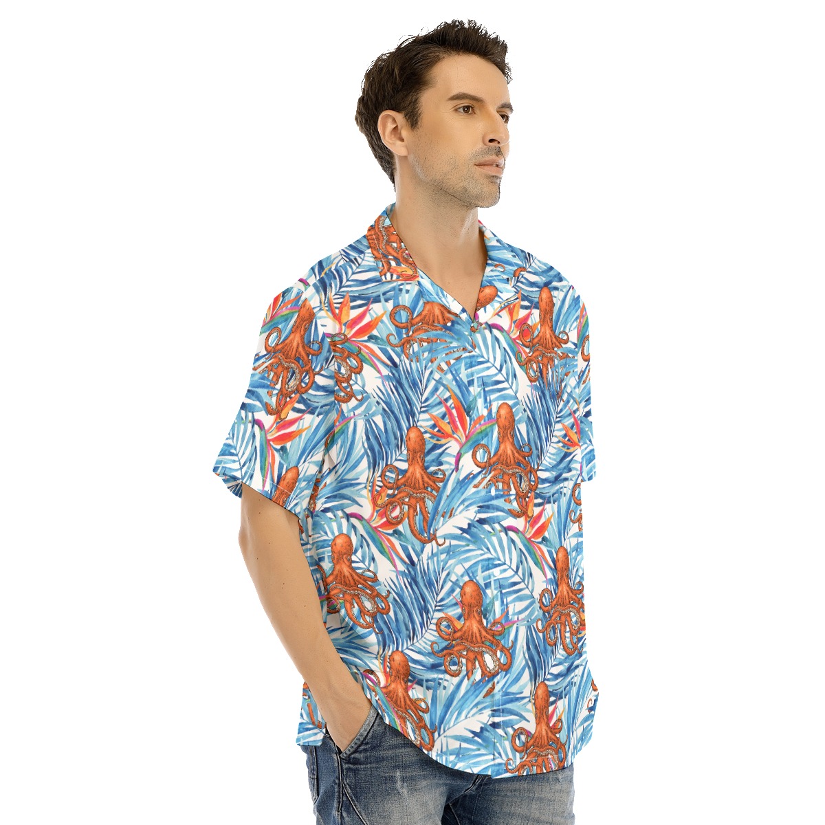 Octopus Tropical Blue Hawaiian Shirt