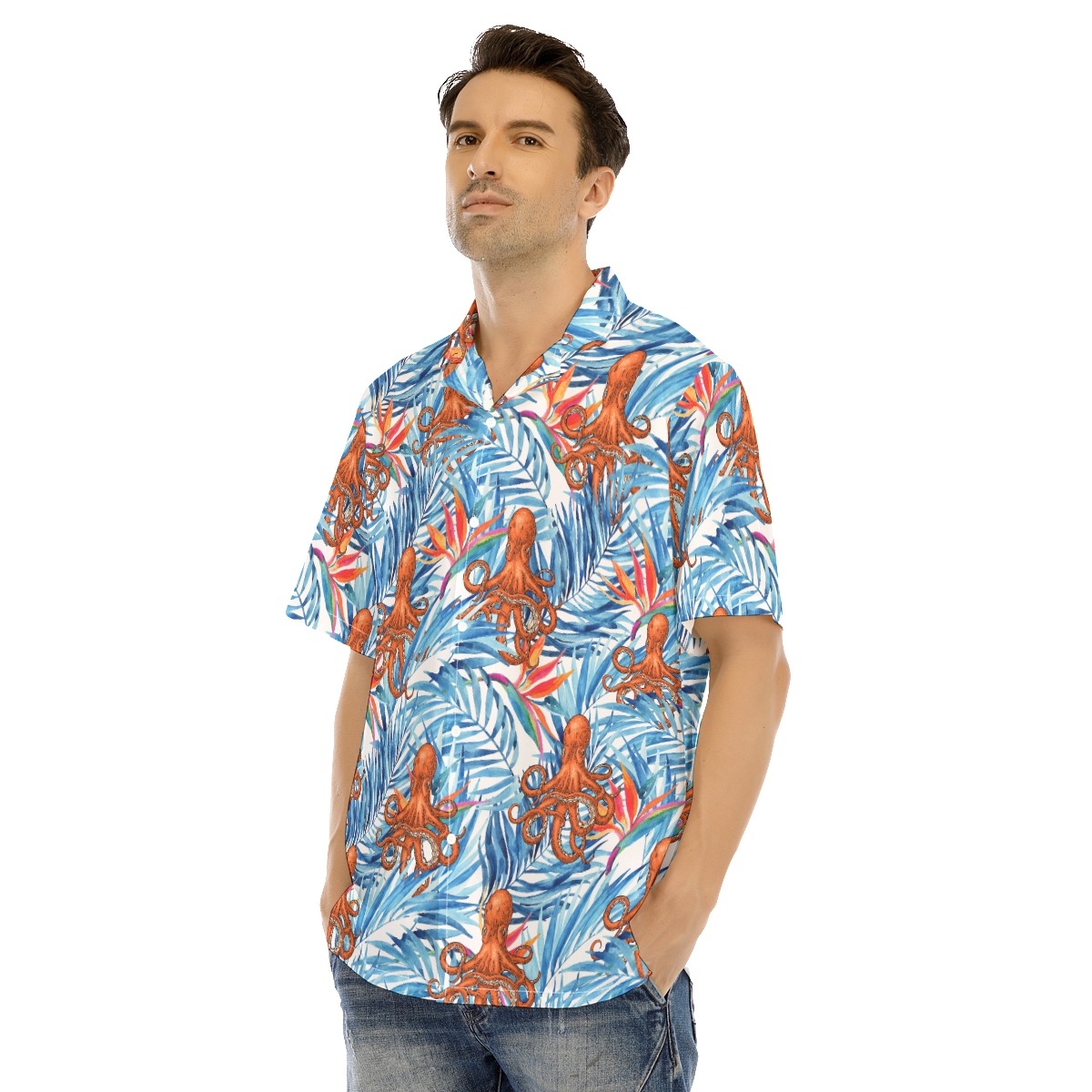 Octopus Tropical Blue Hawaiian Shirt