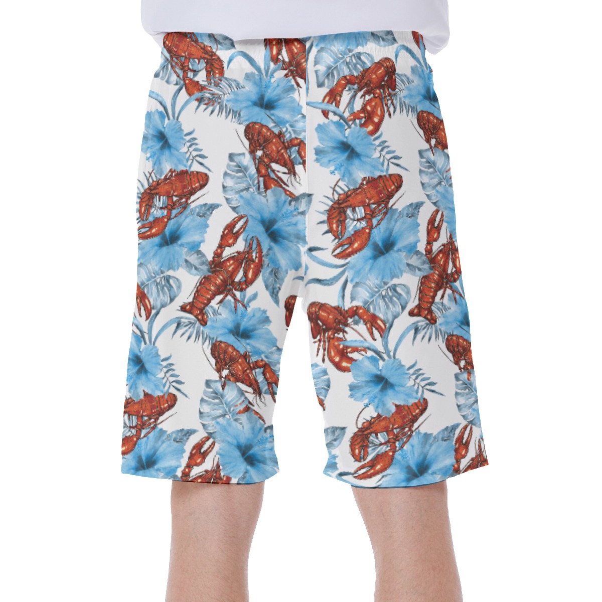 Funny Lobster Tropical Blue Hawaiian Swim Trunks For Men