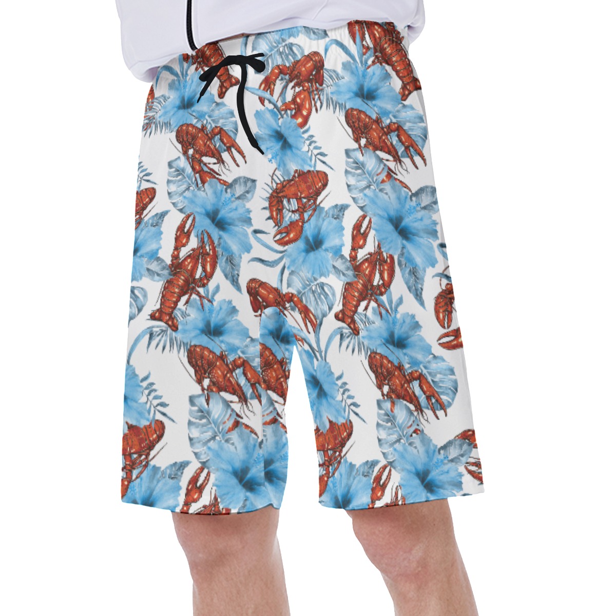 Funny Lobster Tropical Blue Hawaiian Swim Trunks For Men