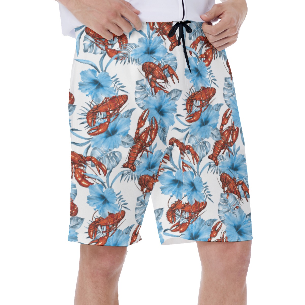 Funny Lobster Tropical Blue Hawaiian Swim Trunks For Men