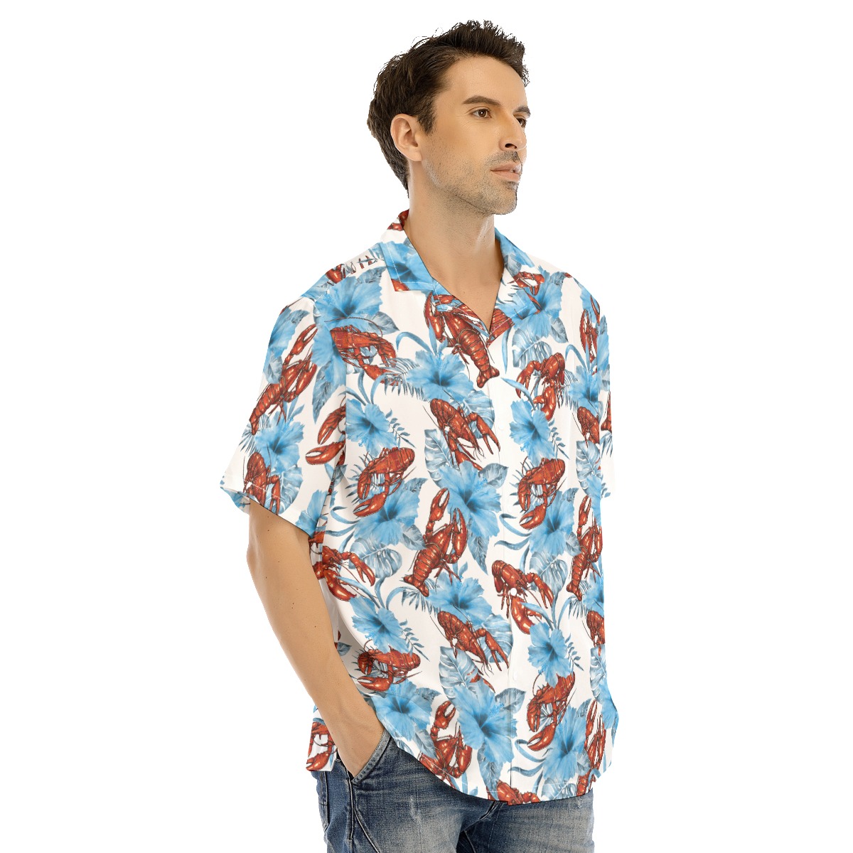 Tropical Lobster Blue Hawaiian Shirt