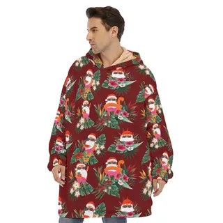 Funny Santa Tropical Christmas Blanket Hoodie For Men
