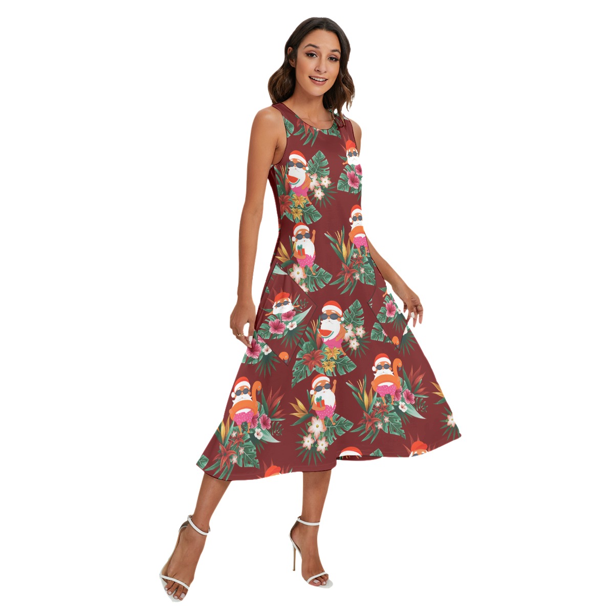 Cute Santa Red Long Hawaiian Christmas Dress For Women - variant image 1