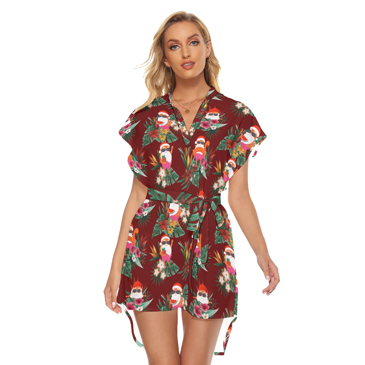 Funny Santa Swimming Tropical Christmas Dress For Women - variant image 1