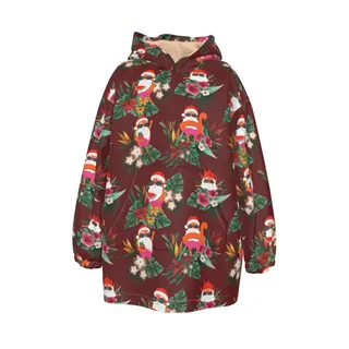 Cute Santa Summer Swimming Hawaiian Christmas Snug Hoodie For Kids