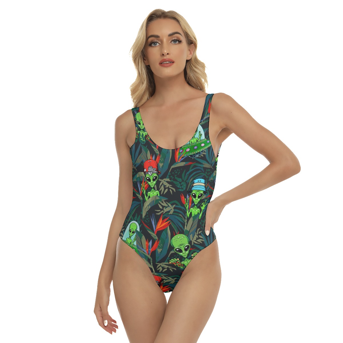 UFO Alien Tropical Hawaiian Swimsuit For Women - variant image 1