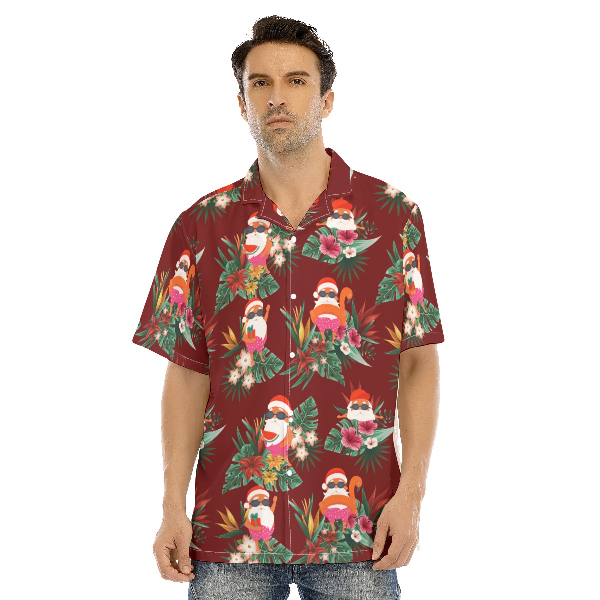 Funny Swimming Santa Hawaiian Christmas Shirt - variant image 1