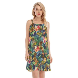 Tropical Taco Dinosaur Hawaiian Summer Dresses