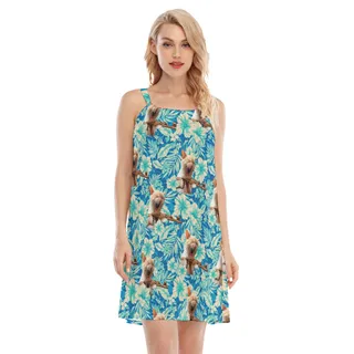 Floral Tactical Ginger Cat Blue Aloha Cami Dresses For Women