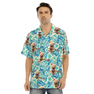 Machine Gun Cat Tactical Blue Hawaiian Shirt